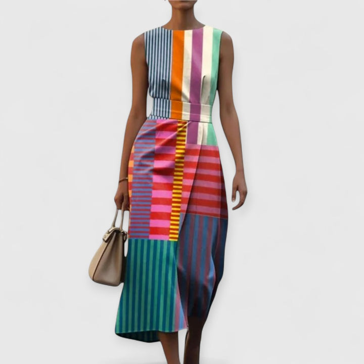Tiffany – Abito a Righe Multicolor Senza Maniche