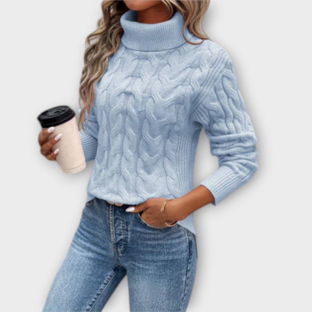 Amelia – Elegante Maglione a Collo Alto in Maglia