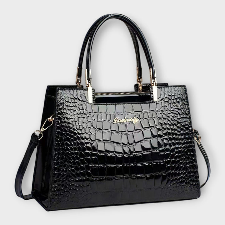 Chiara - Borsa a Mano in Pelle di Coccodrillo Lucido