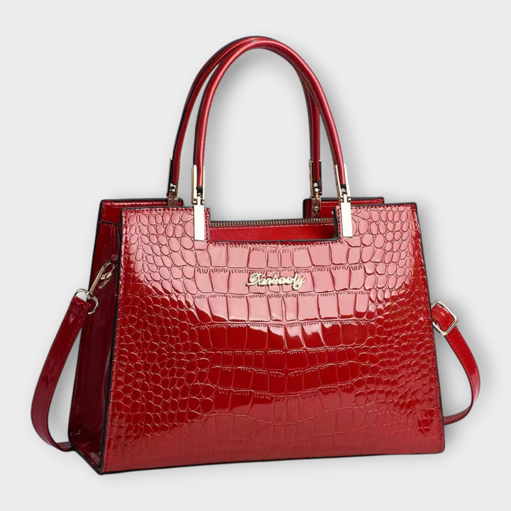 Chiara - Borsa a Mano in Pelle di Coccodrillo Lucido