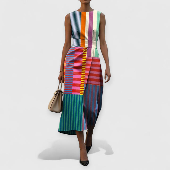 Tiffany – Abito a Righe Multicolor Senza Maniche