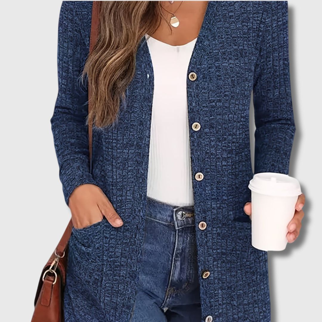 Fabienne - Cardigan Chic a Poches per Donna con Eleganza Senza Tempo