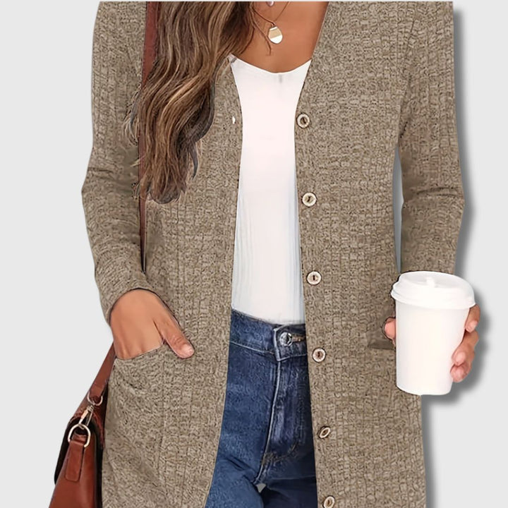 Fabienne - Cardigan Chic a Poches per Donna con Eleganza Senza Tempo