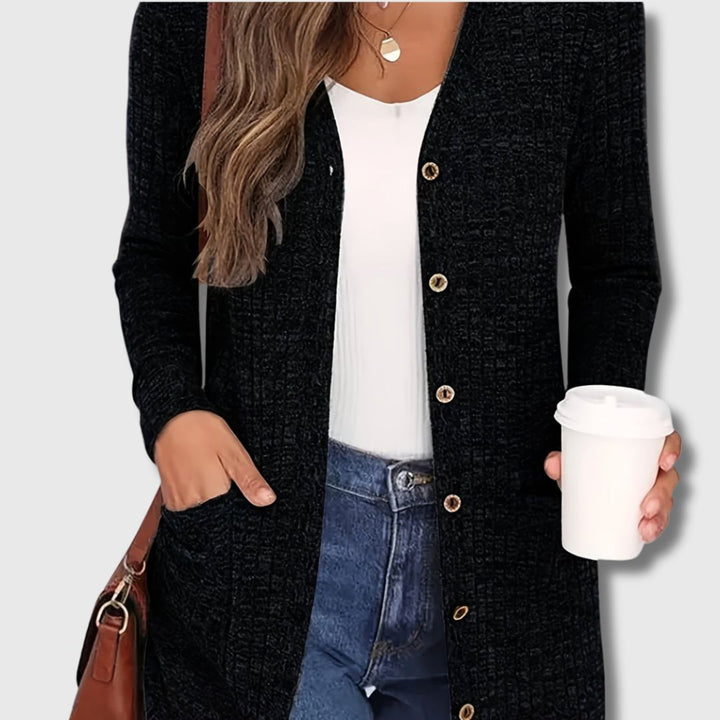 Fabienne - Cardigan Chic a Poches per Donna con Eleganza Senza Tempo