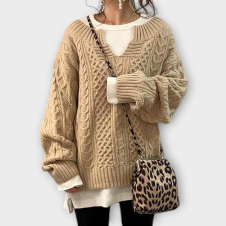 Maglione Oversize con Motivo a Treccia