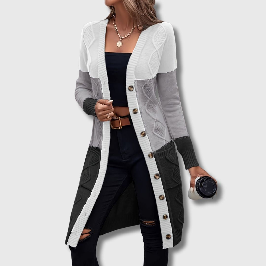 Colette – Cardigan donna a blocchi di colore con bottoni Edizione limitata
