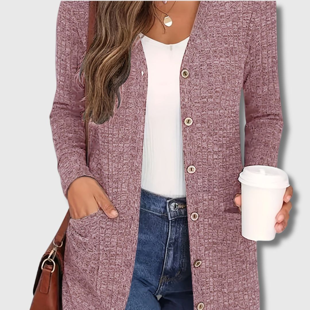 Fabienne - Cardigan Chic a Poches per Donna con Eleganza Senza Tempo