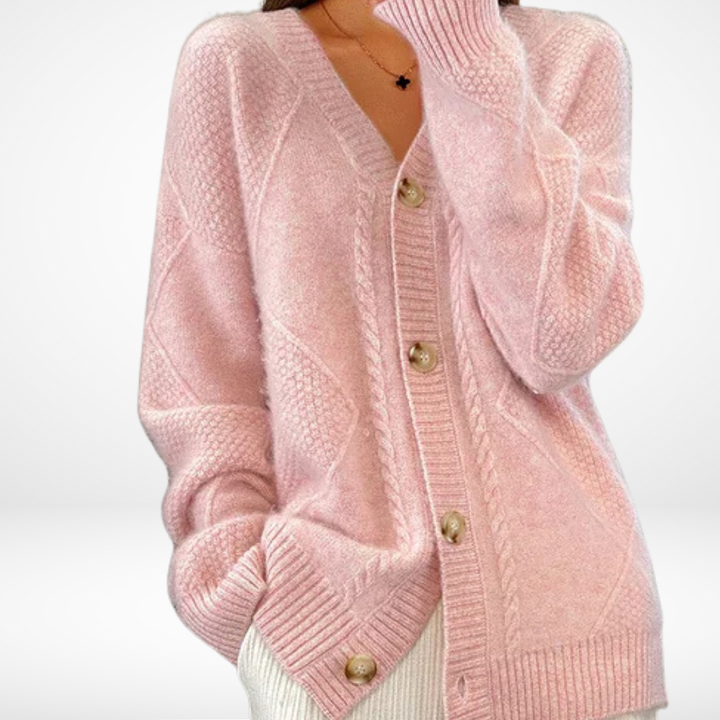 Claudia - Comodo Cardigan in Cashmere Con Scollo a V