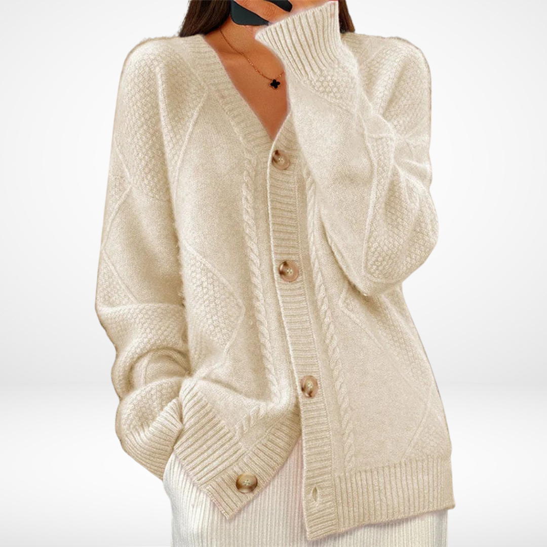 Claudia - Comodo Cardigan in Cashmere Con Scollo a V