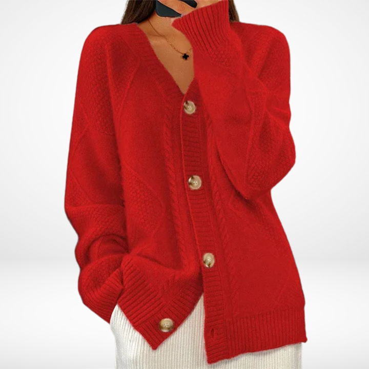 Claudia - Comodo Cardigan in Cashmere Con Scollo a V