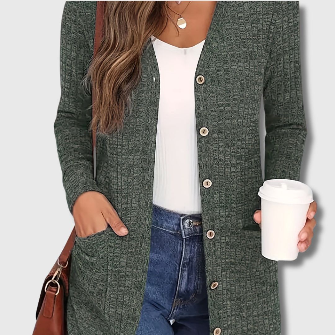 Fabienne - Cardigan Chic a Poches per Donna con Eleganza Senza Tempo