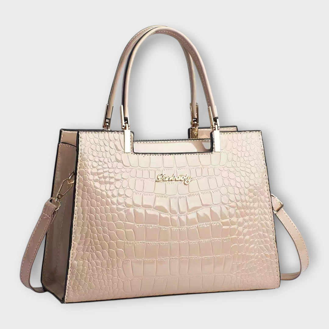 Chiara - Borsa a Mano in Pelle di Coccodrillo Lucido