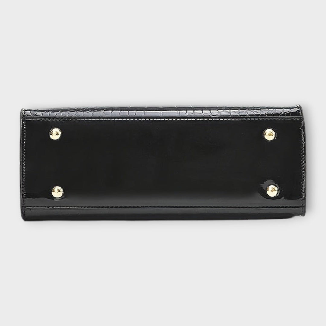 Chiara - Borsa a Mano in Pelle di Coccodrillo Lucido
